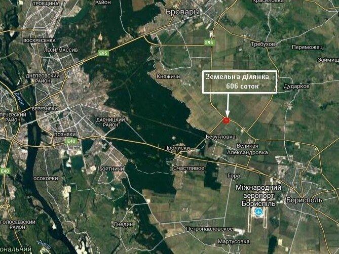 Продаж земельної ділянки 6,06 га у Бориспільському р-ні Київської обл.