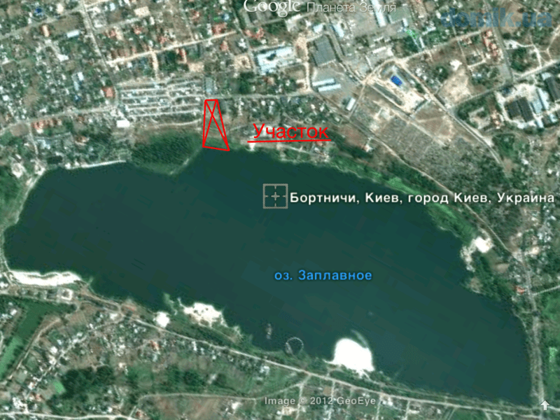 Продам участок 50 соток земли 1-я линия озеро г. Киев Борничи
